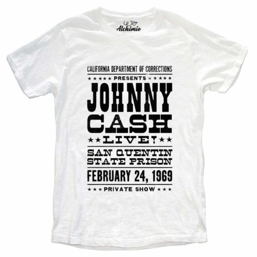 T-Shirt Johnny Cash at San Quentin State Prison 1969 Maglia concerto prigione San Quintino California